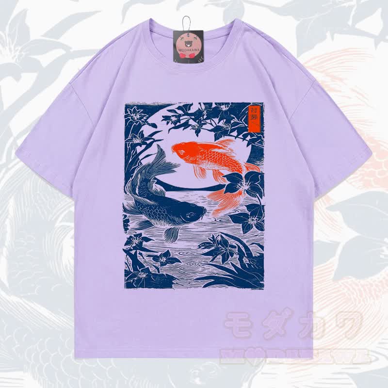 MODAKAWA Kurzarm-T-Shirt mit Fischprint - Lila - 5XL - image 12