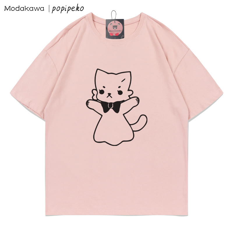 MODAKAWA X popipeko Kitty Print T-Shirt - Pink - 5XL - image 6