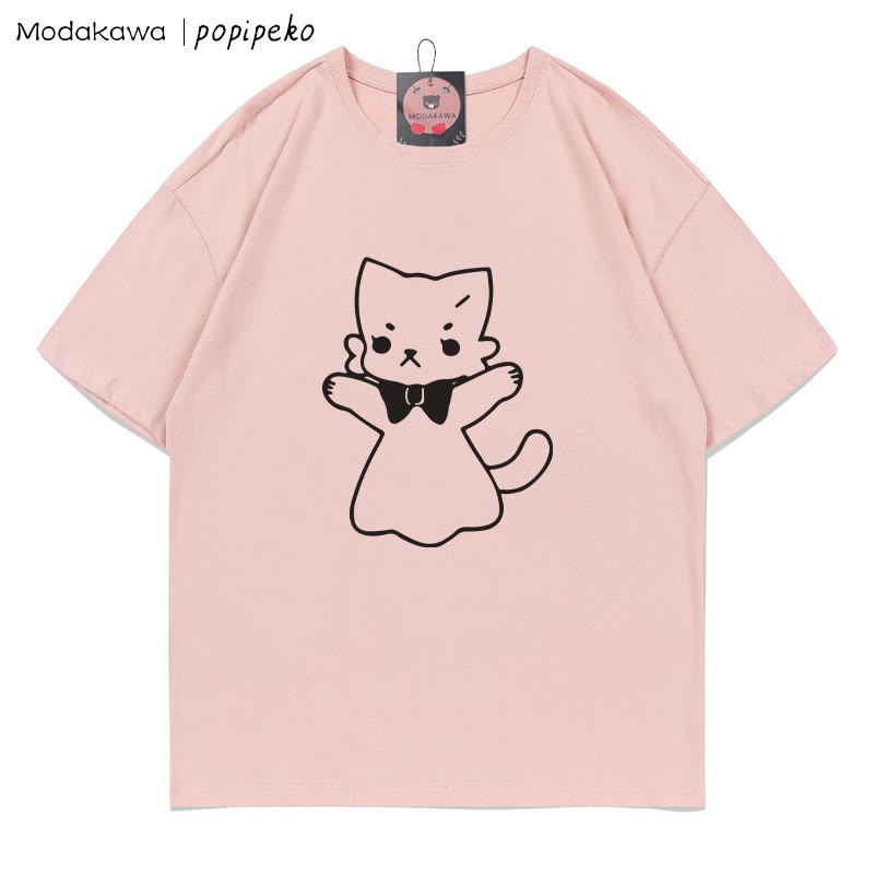 MODAKAWA X popipeko Kitty Print T-Shirt - Pink - 5XL - image 6