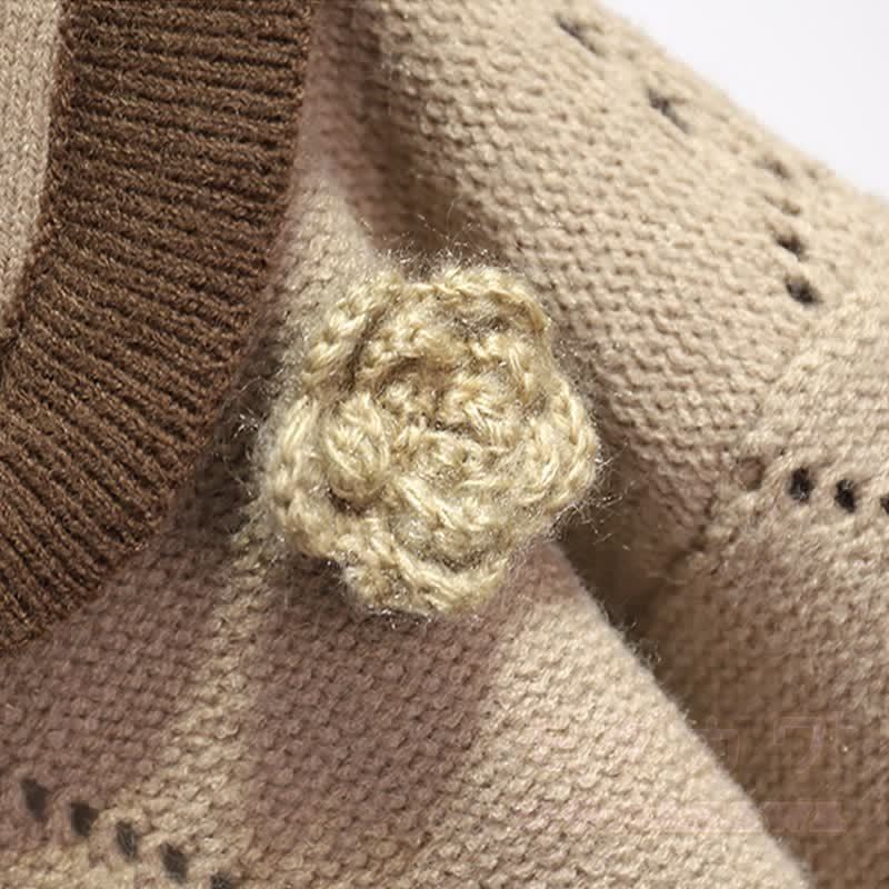 Zweiteiliger Pullover mit 3D-Blumenmuster, Gürtel und Rock - image 5