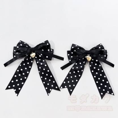 Schwarze Haarspangen mit Schleife und Herzanhänger (gepunktet). - D - image 6
