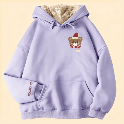 MODAKAWA Weihnachtsschal mit Bärenmotiv, dick gefütterter Winterhoodie mit Fleece-Futter - Purple - 2XL - image 2