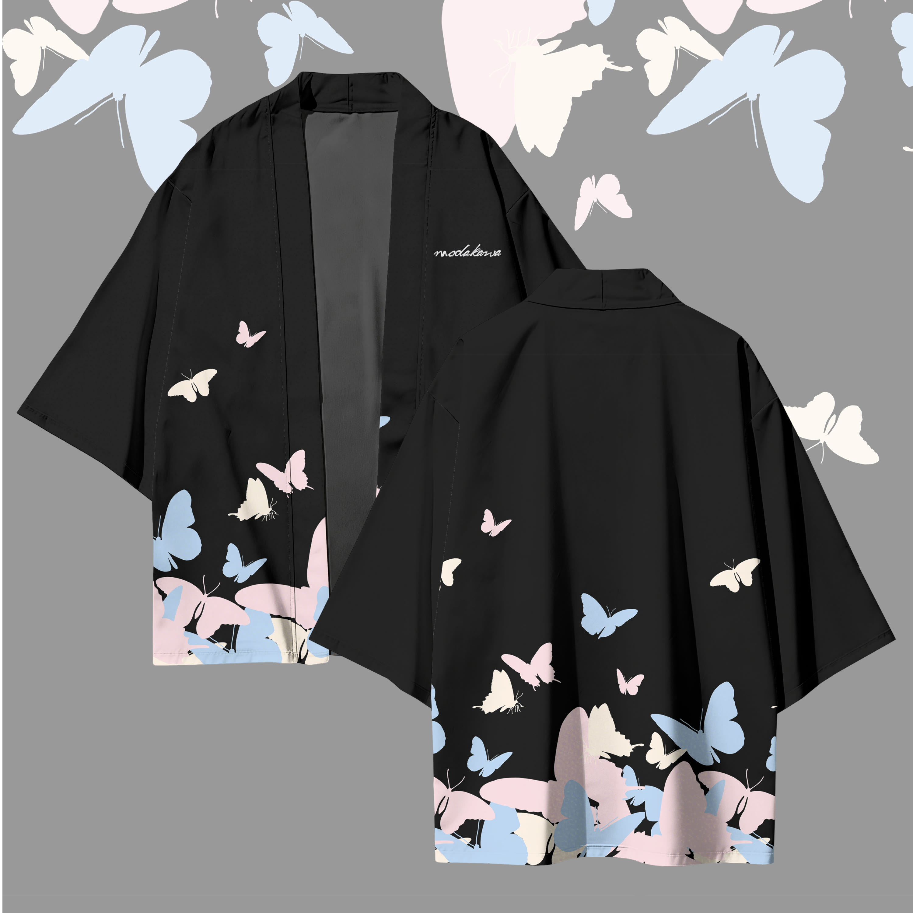 Modakawa Cardigan mit Farben , Kimono-Oberbekleidung - Black - 3XL - image 3