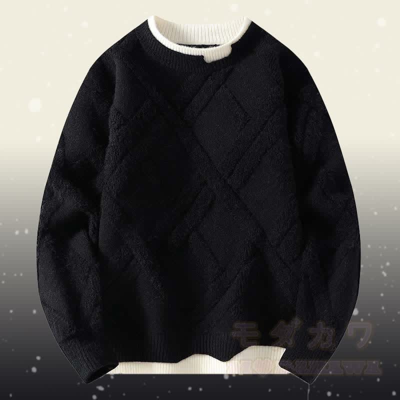 Zweiteiliger Pullover in Strickoptik mit Lagenlook und Cordhose - Schwarzer Pullover - 4XL - image 8