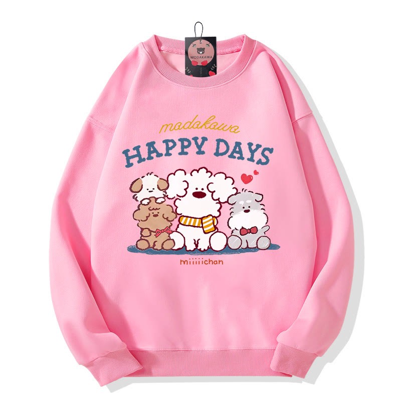 Modakawa Sweatshirt mit Welpen-Buchstabenprint und Rundhalsausschnitt - Pink - 5XL - image 4