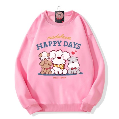 Modakawa Sweatshirt mit Welpen-Buchstabenprint und Rundhalsausschnitt - Pink - 5XL - image 4