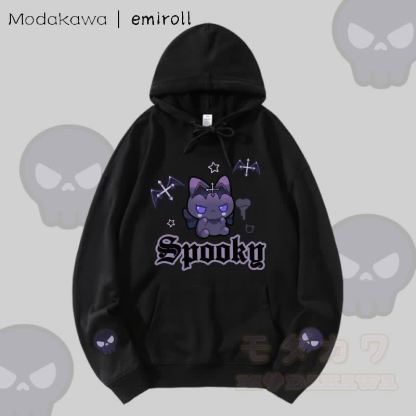 MODAKAWA X emiroll Devil Kitty Graphic Streetwear Pullover Hoodie - Schwarz - 5XL - image 5