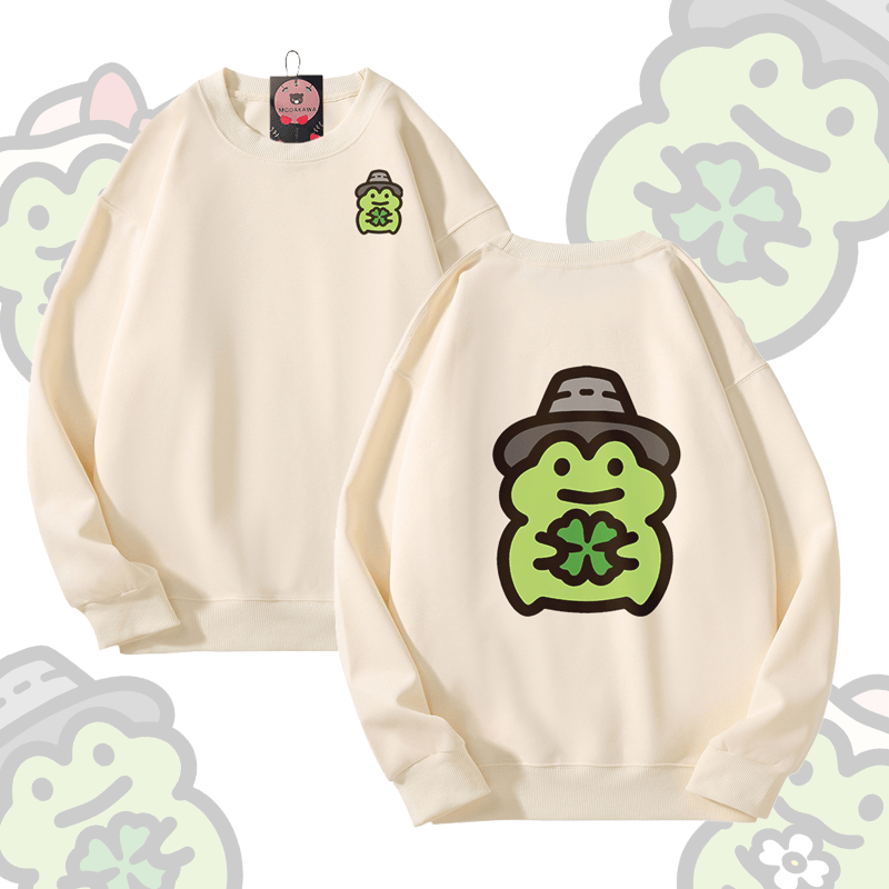MODAKAWA Unisex-Sweatshirt mit niedlichem Froschmotiv - Beige B - 5XL - image 7