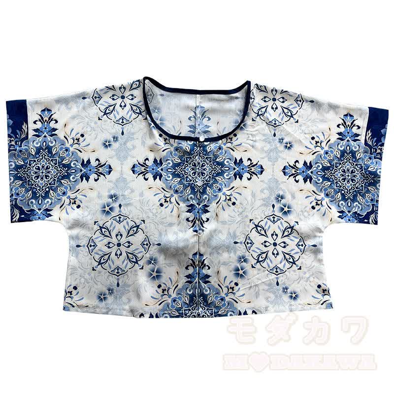 Vintage-Obermantel, Unteroberteil, Maxirock, fließender Schal, passendes Outfit - Weißer Morgenmantel - XL - image 3