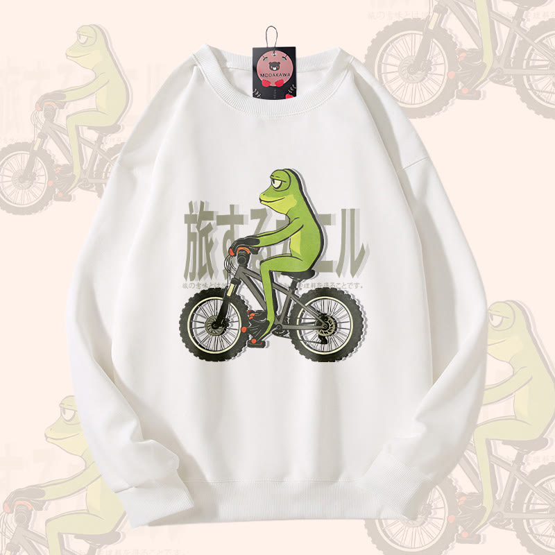 Unisex-Sweatshirt mit Fahrradfrosch-Grafik - White - 5XL - image 3