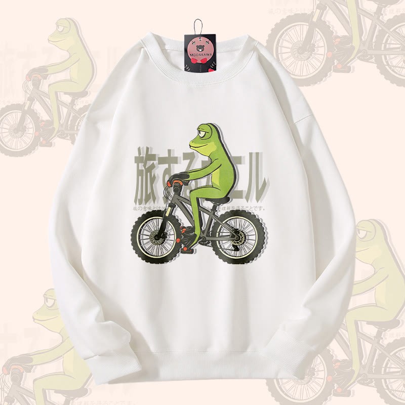 Unisex-Sweatshirt mit Fahrradfrosch-Grafik - White - 5XL - image 3