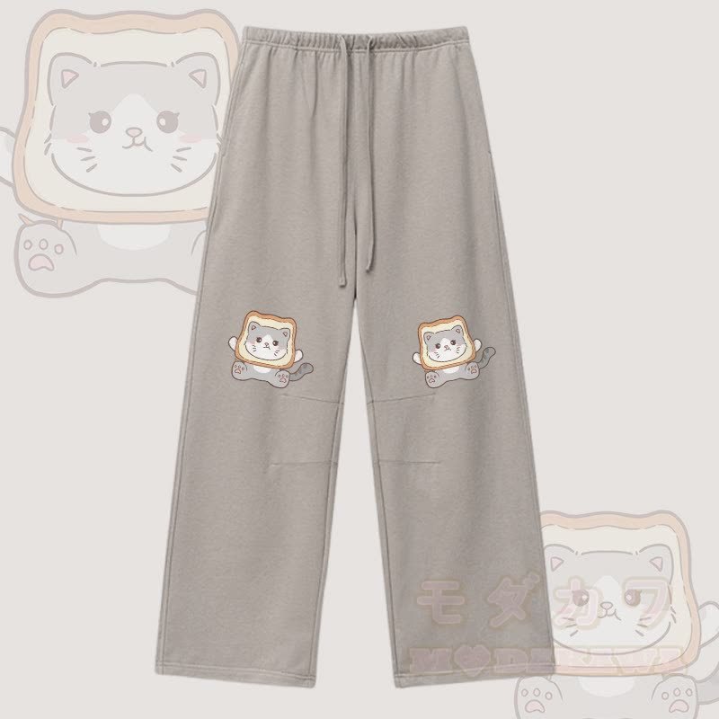 MODAKAWA Toast Cat Graphic Kordelzughose - Hellbraun - XL - image 3