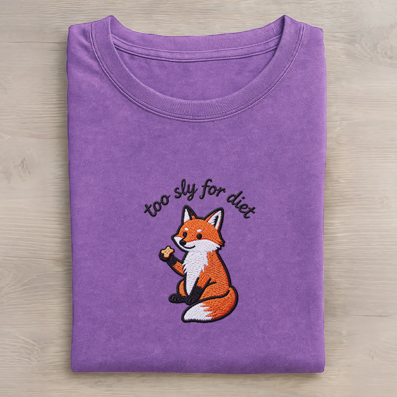 TOO SLY FOR DIET Essender Fuchs Grafik Unisex Vintage Washed T-Shirt - Purple - 5XL - image 3