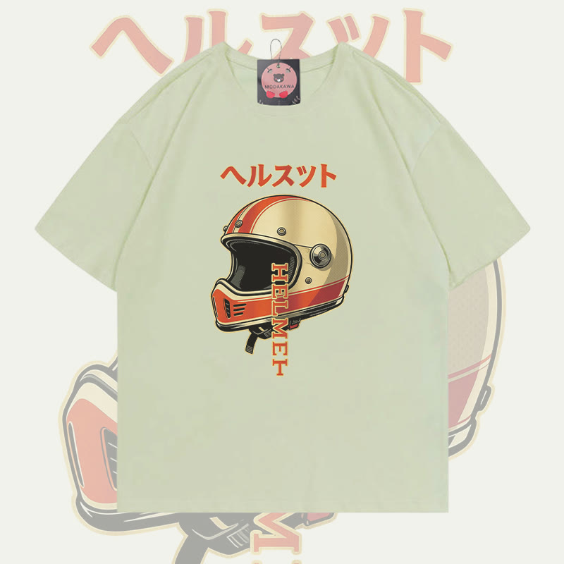 Modakawa T-Shirt mit Retro-Helm-Motiv aus 100 % Baumwolle - Mint Green - 5XL - image 3