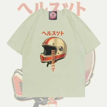 Modakawa T-Shirt mit Retro-Helm-Motiv aus 100 % Baumwolle - Mint Green - 5XL - image 3