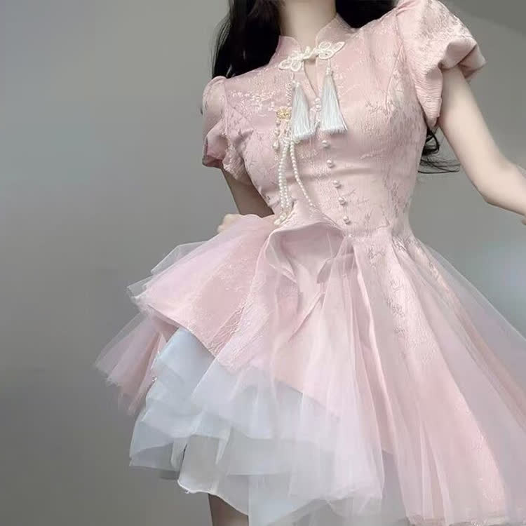 Minikleid aus Tüll im chinesischen Stil mit Quasten - image 6
