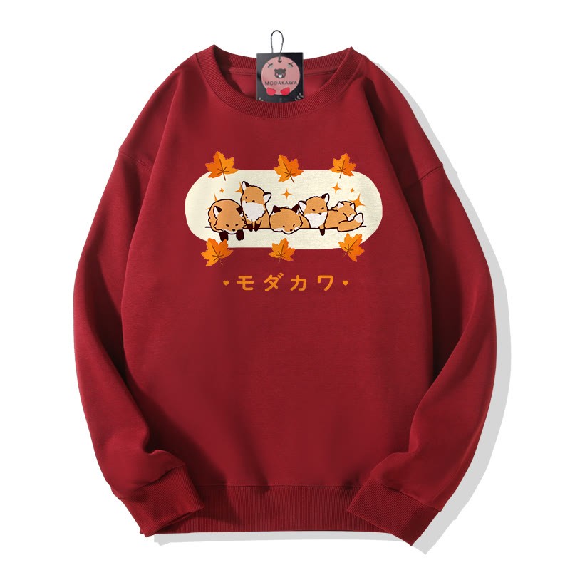 MODAKAWA Sweatshirt mit Fuchsprint und Rundhalsausschnitt - Red - 5XL - image 4