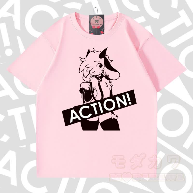 MODAKAWA X zarckets ACTION Goat Graphic 100% Baumwoll-T-Shirt - Rosa - 5XL - image 10