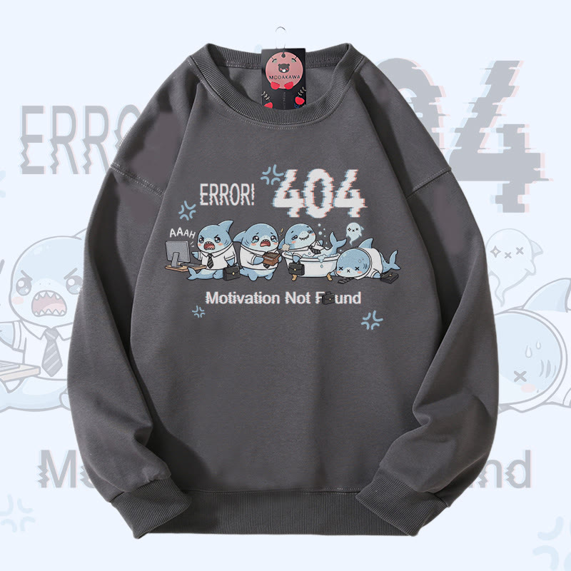 ERROR 404 MOTIVATION NICHT GEFUNDEN Shark Graphic Modakawa Sweatshirt - Grey - 5XL - image 6
