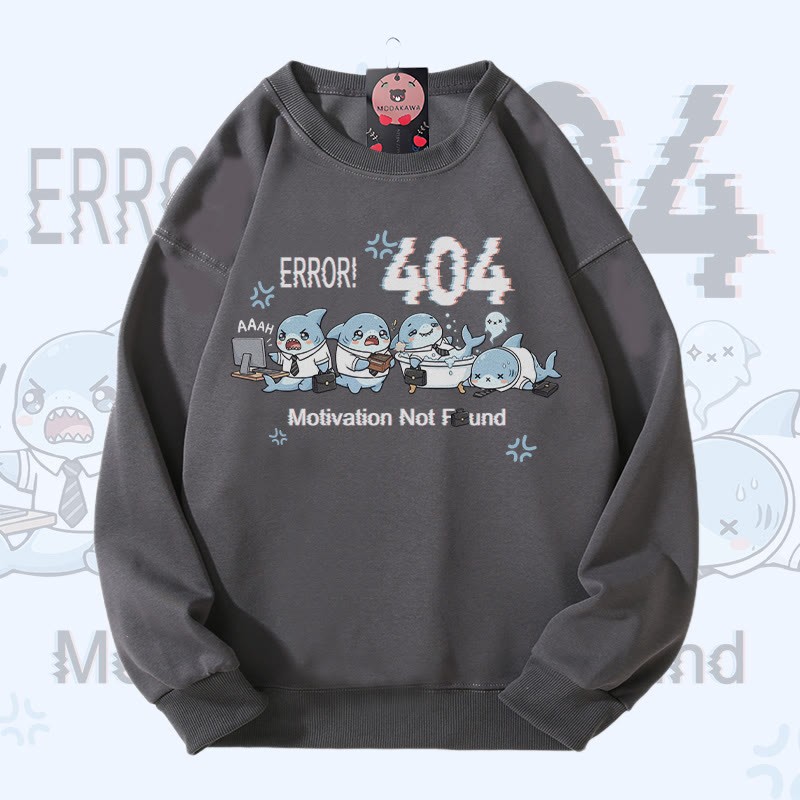 ERROR 404 MOTIVATION NICHT GEFUNDEN Shark Graphic Modakawa Sweatshirt - Grey - 5XL - image 6