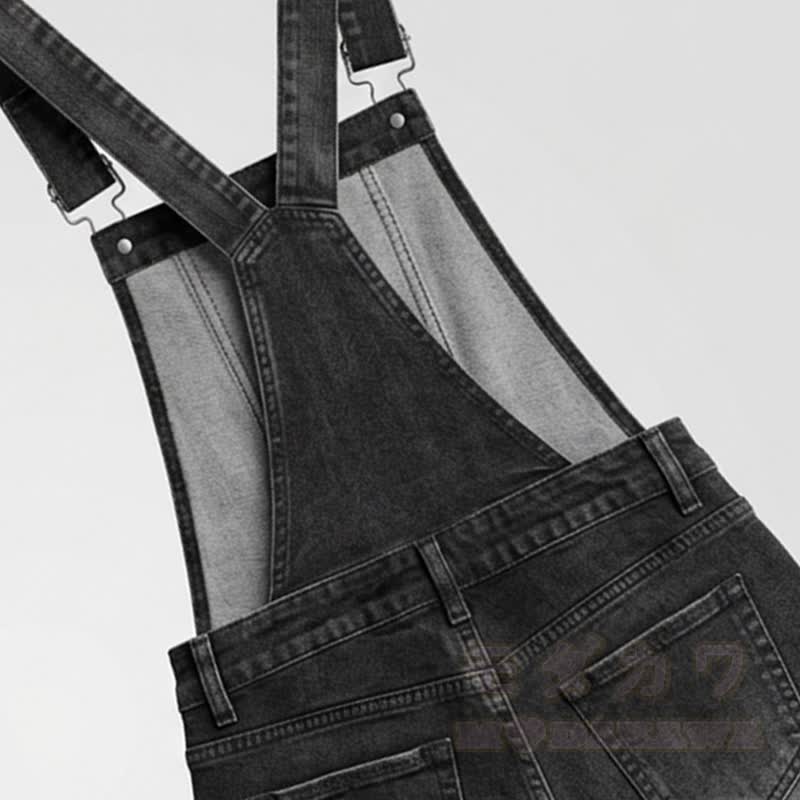 Vintage-Jeans-Latzhose mit umgeschlagenem Saum und Used-Look - image 5