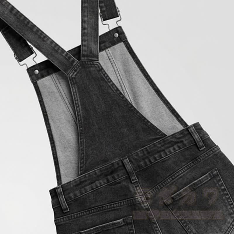 Vintage-Jeans-Latzhose mit umgeschlagenem Saum und Used-Look - image 5