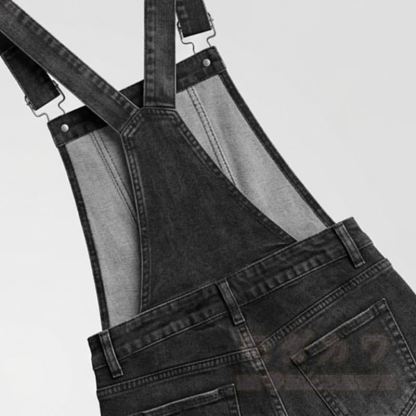 Vintage-Jeans-Latzhose mit umgeschlagenem Saum und Used-Look - image 5
