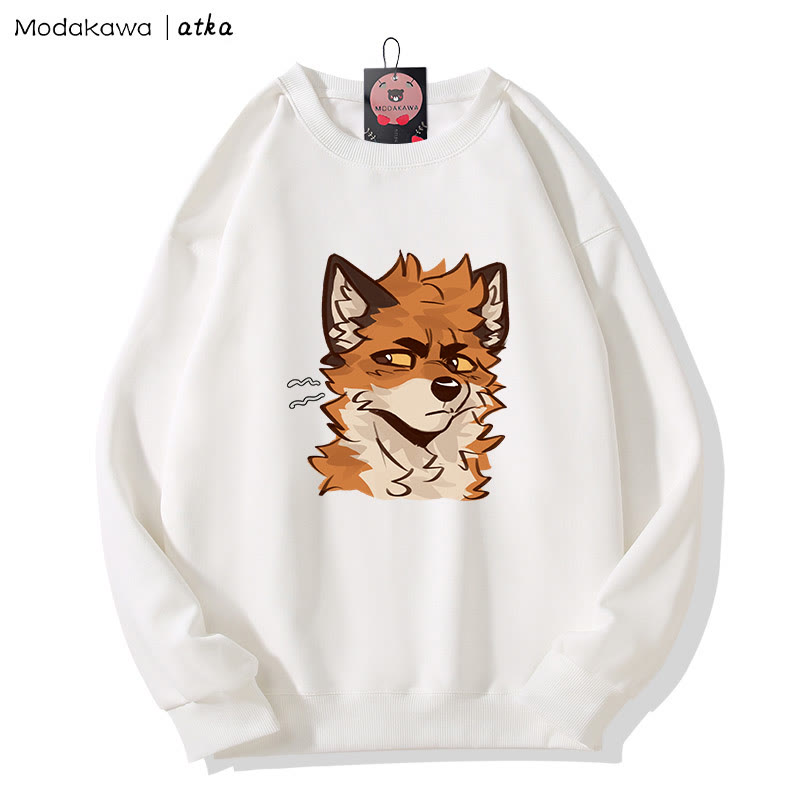 MODAKAWA X atka Cheeky Fox Face Graphic Round Collar Sweatshirt - White - 5XL - image 4