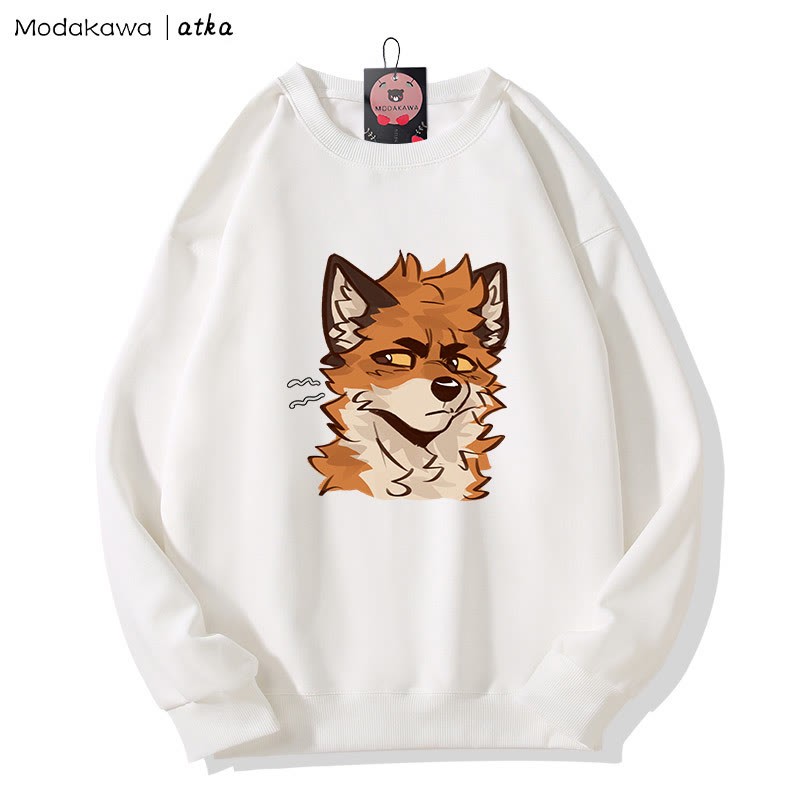 MODAKAWA X atka Cheeky Fox Face Graphic Round Collar Sweatshirt - White - 5XL - image 4