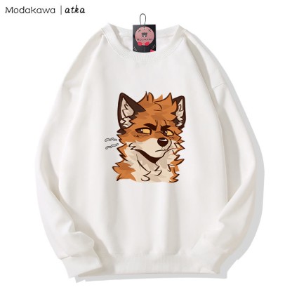 MODAKAWA X atka Cheeky Fox Face Graphic Round Collar Sweatshirt - White - 5XL - image 4