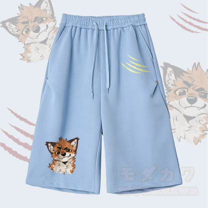 MODAKAWA X atka Lustige Fuchs-Grafik Weite Bein Cropped Pants - Blau - 2XL - image 3