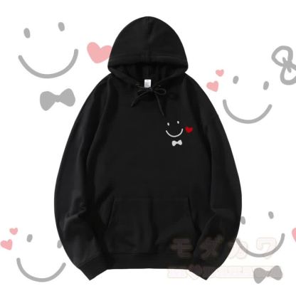 MODAKAWA Streetwear Pullover Hoodie mit Smile-Gesicht-Grafik - Schwarz - 5XL - image 3