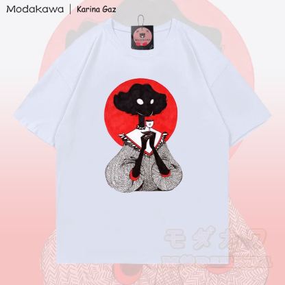 MODAKAWA X Karina Gaz Girl Graphic 100% Baumwoll-T-Shirt - Weiß - 5XL - image 3