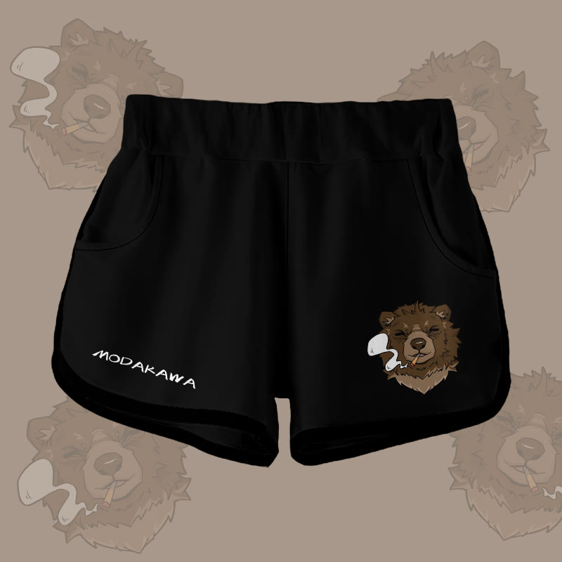 MODAKAWA Shorts mit Farbverlauf und rauchendem Bären-Grafik - Black - 5XL - image 2