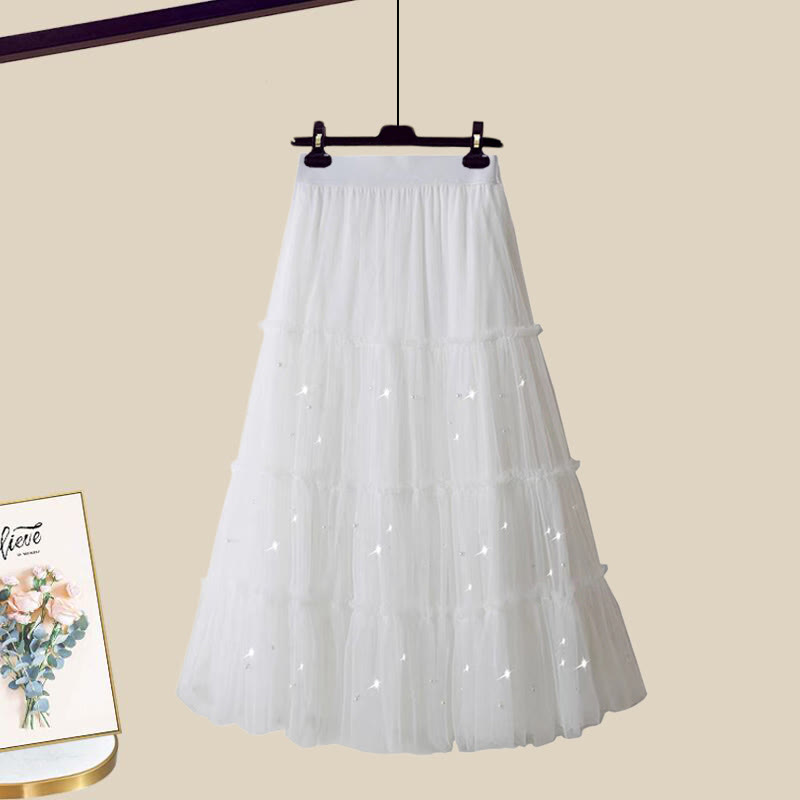 Strickjacke, Perlen-Tüllrock, passendes Outfit - White Skirt - XL - image 10