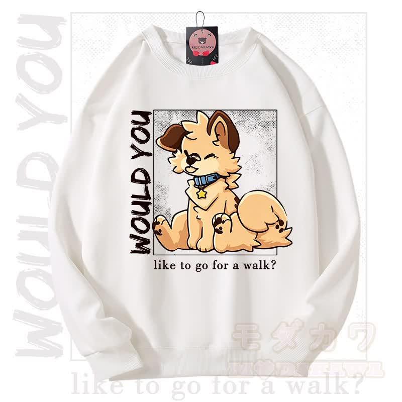 MODAKAWA X Popipeko WOULD YOU Hunde-Grafik Unisex-Sweatshirt - Weiß - 3XL - image 4