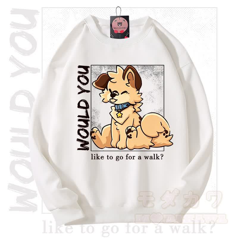 MODAKAWA X Popipeko WOULD YOU Hunde-Grafik Unisex-Sweatshirt - Weiß - 3XL - image 4