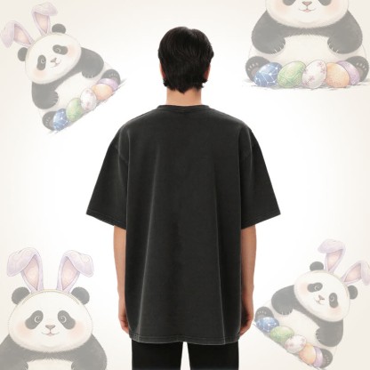 Modakawa Unisex Vintage Washed T-Shirt mit Ostereier-Panda-Motiv - image 10