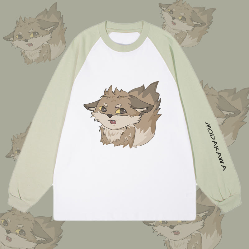 MODAKAWA Langarm-T-Shirt mit grauem Fuchs-Grafik Farben - Green&White - 4XL - image 2