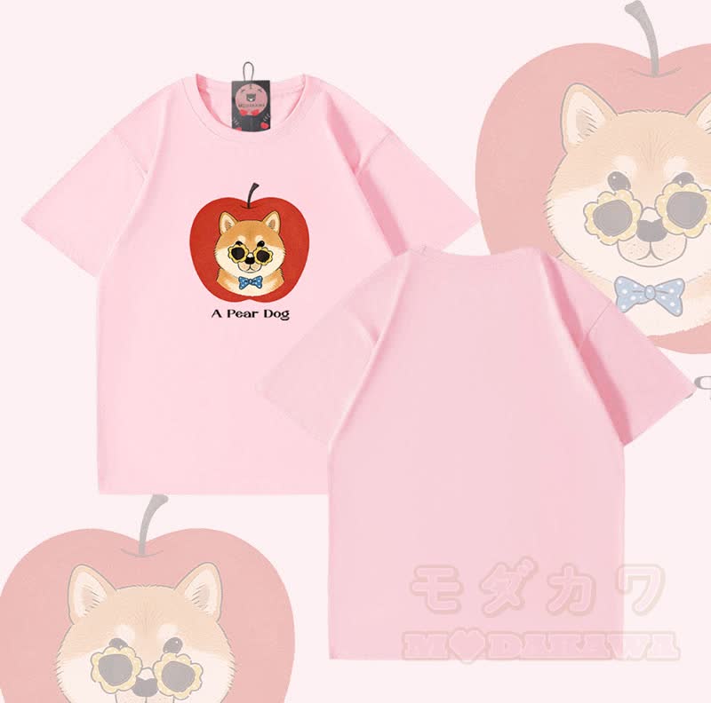 Ein PEAR DOG Grafik Modakawa 100% Baumwoll-T-Shirt - Rosa - 5XL - image 4