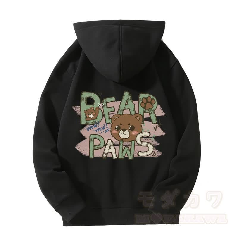 BEAR PAWS Kapuzenpullover mit süßem Bären-Motiv und Fleecefutter, Reißverschluss - Schwarz - 5XL - image 5