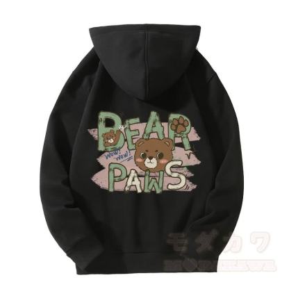 BEAR PAWS Kapuzenpullover mit süßem Bären-Motiv und Fleecefutter, Reißverschluss - Schwarz - 5XL - image 5