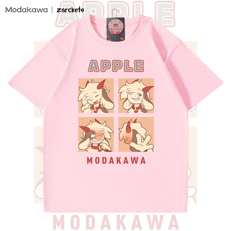 MODAKAWA X zarckets APPLE Ziegen-Charakter-Grafik T-Shirt aus 100 % Baumwolle - Pink - 5XL - image 5