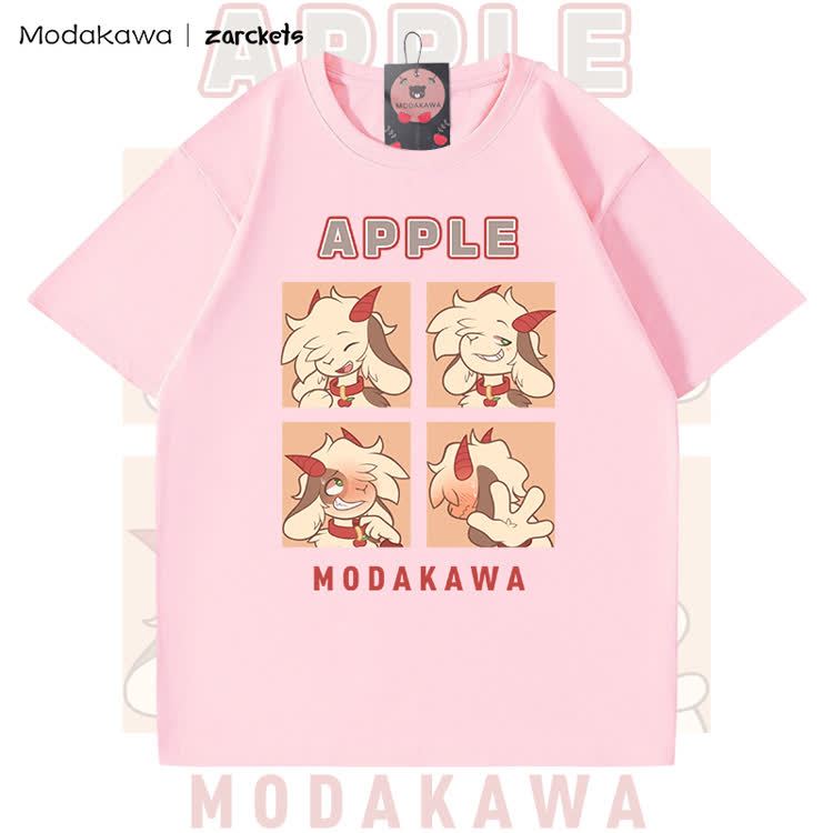 MODAKAWA X zarckets APPLE Ziegen-Charakter-Grafik T-Shirt aus 100 % Baumwolle - Pink - 5XL - image 5