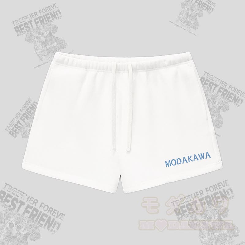 MODAKAWA Shorts mit Buchstabengrafik und dickem Fleecefutter - Weiß - L - image 4
