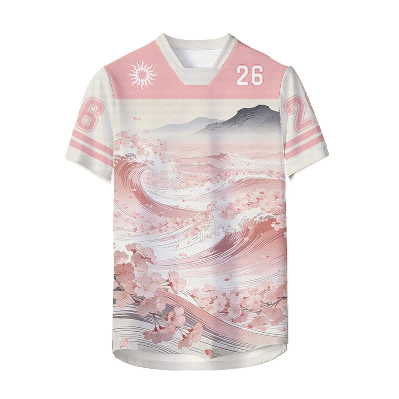 Ukiyo-e Sakura Wave Grafik Modakawa Unisex Jersey T-Shirt - image 3