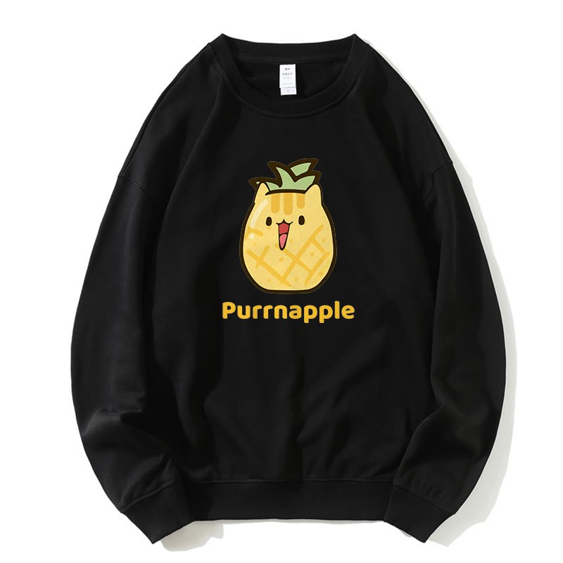 PURRNAPPLE Sweatshirt mit Rundkragen und „Purr Pineapple“-Grafik - Schwarz - 5XL - image 4