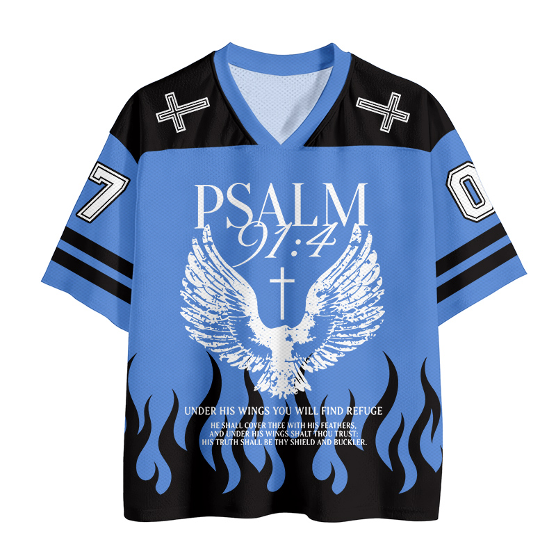 PSALM Flügelkreuz Nummer Grafik Vintage Mesh Jersey T-Shirt - image 2