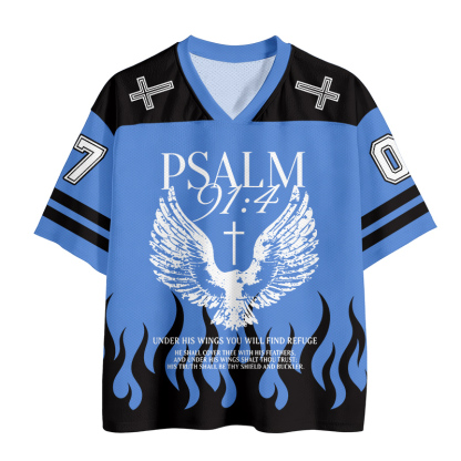 PSALM Flügelkreuz Nummer Grafik Vintage Mesh Jersey T-Shirt - image 2