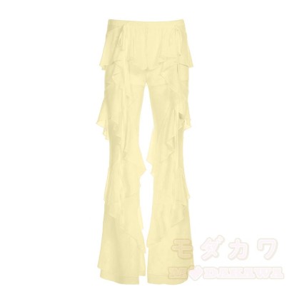 Rüschen-Stufenhose mit weitem Bein - Gelb - XL - image 8
